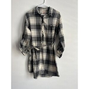 Field & Stream Shirt Dress Women XL Multicolor Plaid Flannel Button Front Belted
